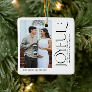 Ornamento De Cerâmica Primeiro Natal Feliz Grávida Foto Casal