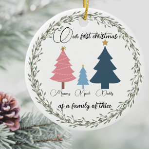 Ornamento De Cerâmica Primeiro Natal, foto de bebê rosa e azul