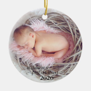 Ornamento De Cerâmica Primeiro Natal Foto de Férias