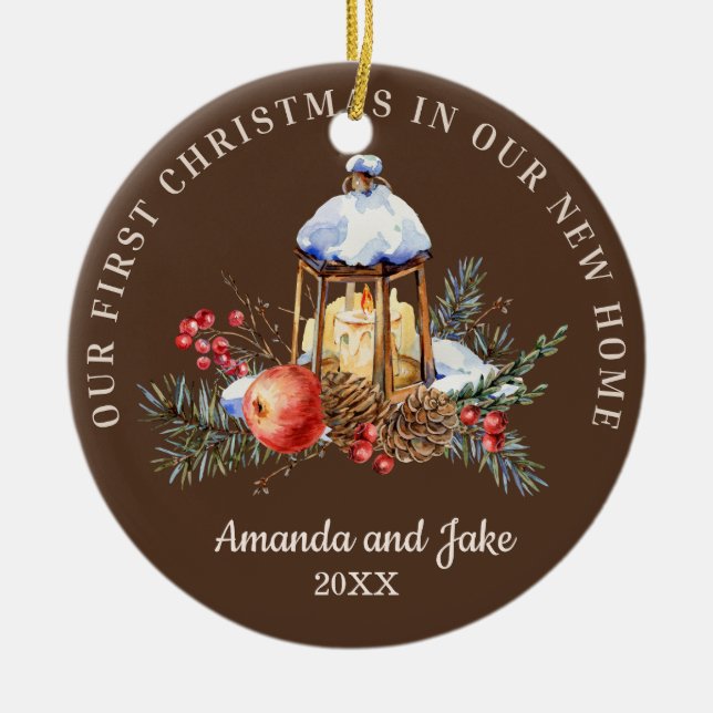 Ornamento De Cerâmica Primeiro Natal Juntos (Frente)