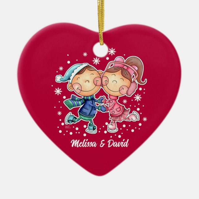 Ornamento De Cerâmica Primeiro Natal Juntos. Personalizado (Frente)