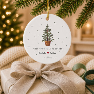Ornamento De Cerâmica Primeiro Natal Juntos Personalizado Casal