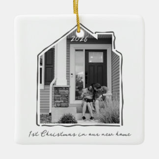 Ornamento De Cerâmica Primeiro Natal Linha de Arte Casa Foto Nova Casa