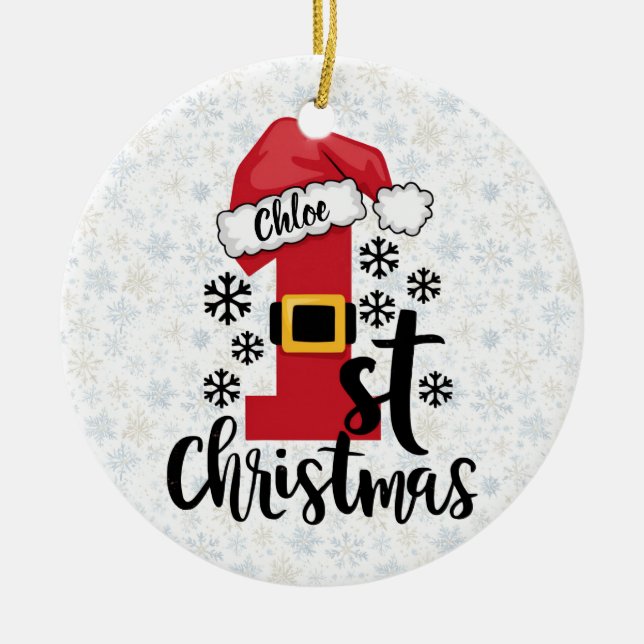 Ornamento De Cerâmica Primeiro Natal Mágico (Frente)
