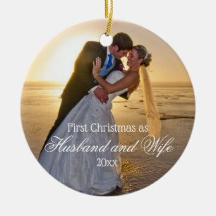 Ornamento De Cerâmica Primeiro Natal Marido e Mulher