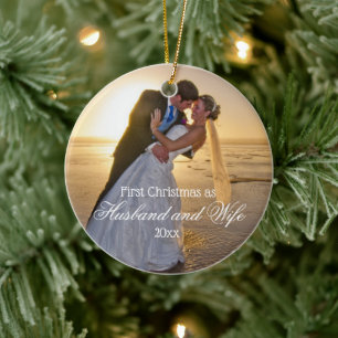 Ornamento De Cerâmica Primeiro Natal Marido e Mulher