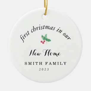 Ornamento De Cerâmica Primeiro Natal Minimalista Em Nossa Nova Foto 