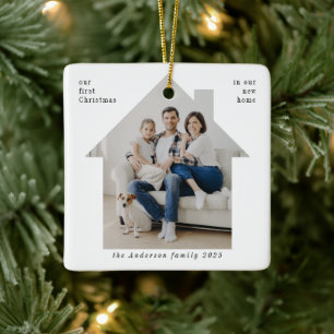 Ornamento De Cerâmica Primeiro Natal Minimalista Em Nossa Nova Foto Em C