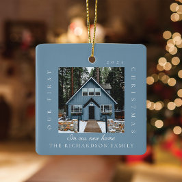 Ornamento De Cerâmica Primeiro Natal Mínimo Em Nossa Nova Foto Home 2