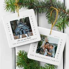 Ornamento De Cerâmica Primeiro Natal Mínimo Em Nossa Nova Foto Home 2