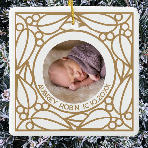 Ornamento De Cerâmica Primeiro Natal Moderno Personalizado Foto Emoldura