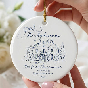 Ornamento De Cerâmica Primeiro Natal na Casa Personalizado