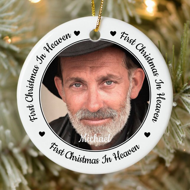 Ornamento De Cerâmica Primeiro Natal No Céu Moderno 2 Memorial Fotográfi (Criador carregado)