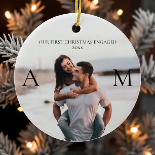 Ornamento De Cerâmica Primeiro Natal Noivo Casal Moderno 2 Foto