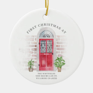 Ornamento De Cerâmica Primeiro Natal Nosso Novo Endereço Personalizado