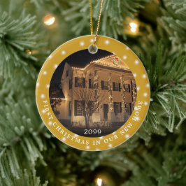 Ornamento De Cerâmica PRIMEIRO NATAL NOVA CASA 2 Luzes fotográficas Dour