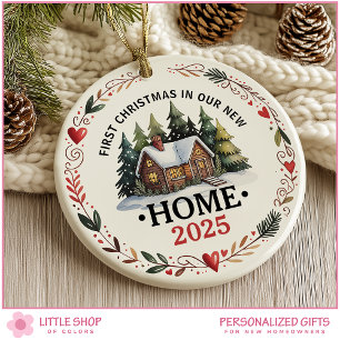 Ornamento De Cerâmica Primeiro Natal Nova Casa Foto Personalizável