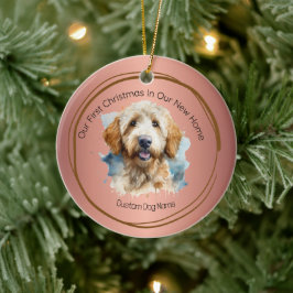 Ornamento De Cerâmica Primeiro Natal, Nova Cotação rosa goldendoododle