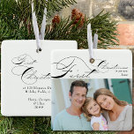 Ornamento De Cerâmica Primeiro Natal - Nova Fotografia Doméstica Elegant<br><div class="desc">Primeiro Natal em nosso novo ornamento de fotos caseiras que você pode personalizar com sua foto favorita e seu texto personalizado no verso. Design de tipografia elegante com o Primeiro Natal em caligrafia suave e fácil de editar para qualquer outra ocasião. Todo o texto,  exceto Primeiro Natal,  é editável.</div>