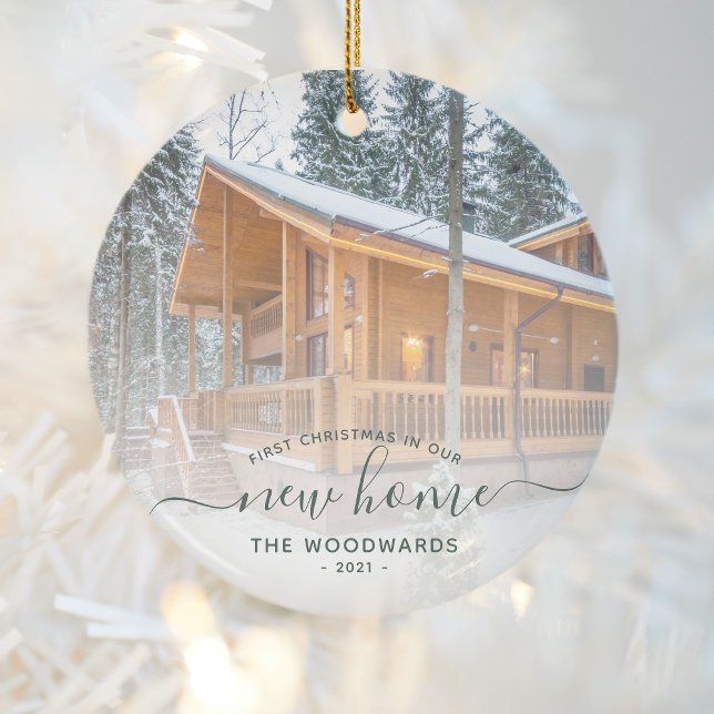 Ornamento De Cerâmica Primeiro Natal Novo Novo Script de Fotografia Pers (Criador carregado)