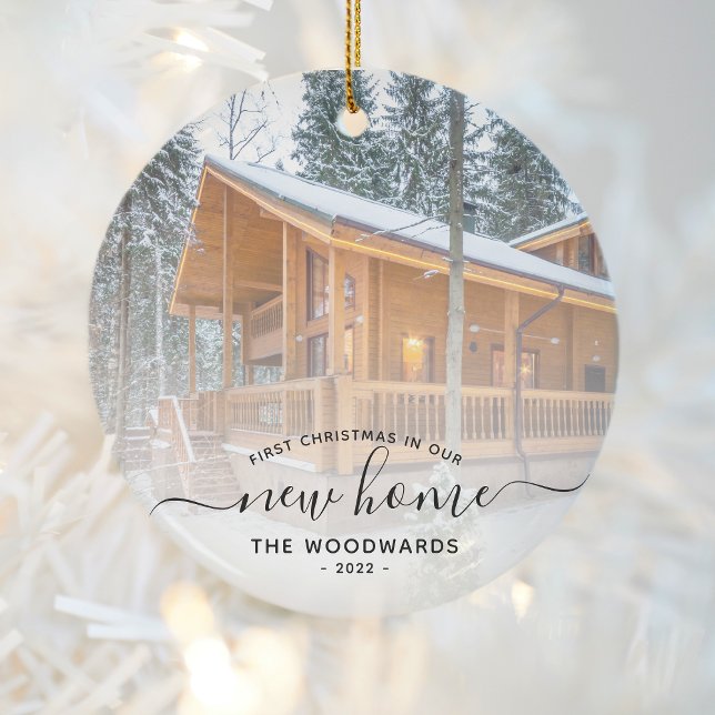 Ornamento De Cerâmica Primeiro Natal Novo Script de Fotografia Personali (Criador carregado)