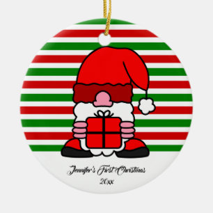 Ornamento De Cerâmica Primeiro Natal - Papais noeis Personalizados de Fo