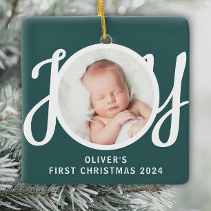 Ornamento De Cerâmica Primeiro Natal Personalizado com Nome Foto Lembran