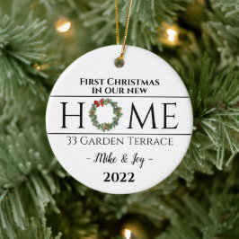 Ornamento De Cerâmica Primeiro Natal Personalizado Em Nossa Nova Casa