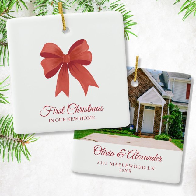 Ornamento De Cerâmica Primeiro Natal Personalizado em Nosso Novo Present (New House Ornament)
