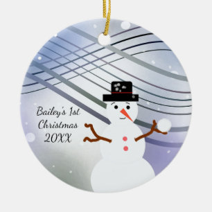 Ornamento De Cerâmica Primeiro Natal Redemoinho de Boneco de Neve