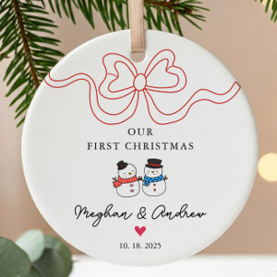 Ornamento De Cerâmica Primeiro Natal Snowman Natal