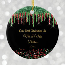Primeiro Natal Sr & Sra Preto Brilho glamouroso go
