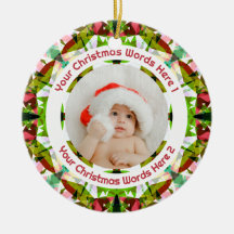 Primeiro Natal Verde Rosa Foto do Bebê Lembrança