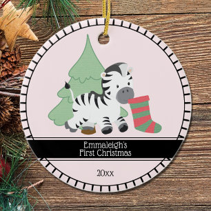 Ornamento De Cerâmica Primeiro Natal "Zebra