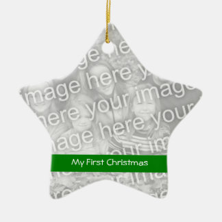 Ornamento De Cerâmica Primeiro Pedido de Foto de Natal