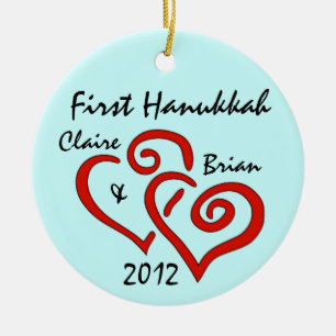 Ornamento De Cerâmica Primeiro Pedido de Hanukkah Personalizado