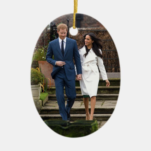 Ornamento De Cerâmica Prince Harry Meghan Markle Royal Wedding (Frente)