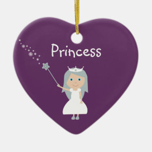 Ornamento De Cerâmica Princesa bonito Customizável Roxo dos desenhos