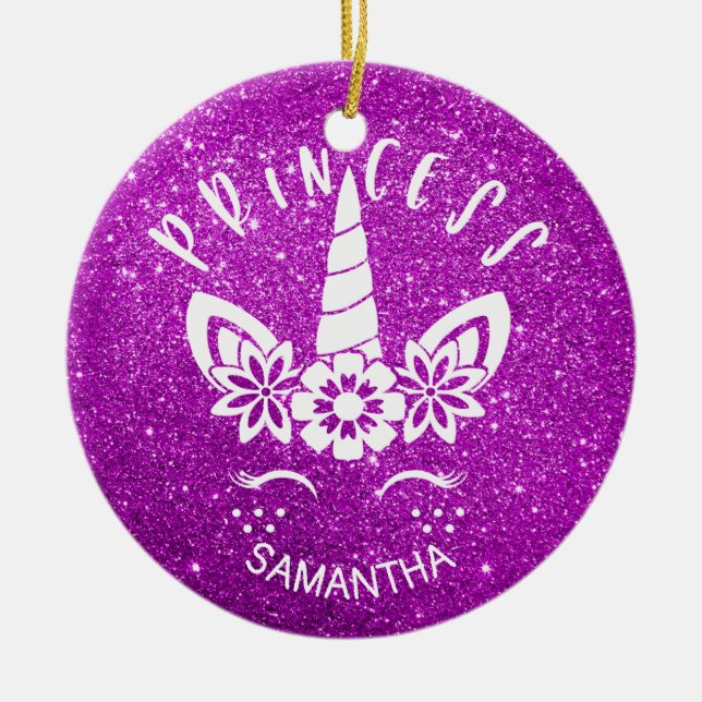 Ornamento De Cerâmica Princesa do Unicórnio Personalizada (Frente)