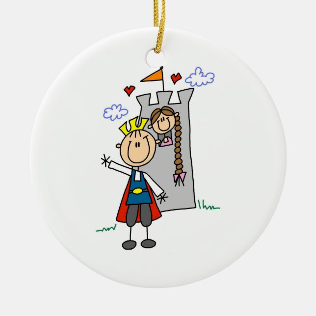 Ornamento De Cerâmica Princesa dos salvamentos do príncipe encantamento (Frente)