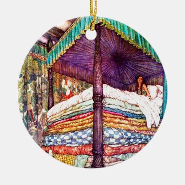 Ornamento De Cerâmica Princesa e a Ervilha (Frente)