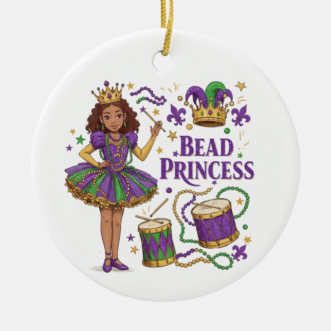 Ornamento De Cerâmica Princesa personalizada de fotografia - Mardi Gras (Frente)