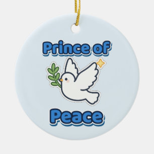 Ornamento De Cerâmica Príncipe da Paz Natal Pombo Ramo de Oliveira