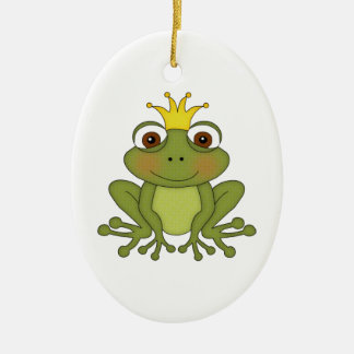 Ornamento De Cerâmica Príncipe do sapo do conto de fadas com coroa