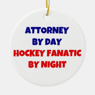 Ornamento De Cerâmica Procurador por Dia Hockey Fanático por Noite
