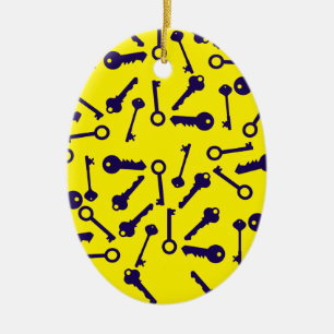 Ornamento De Cerâmica Produto de padrão azul chave