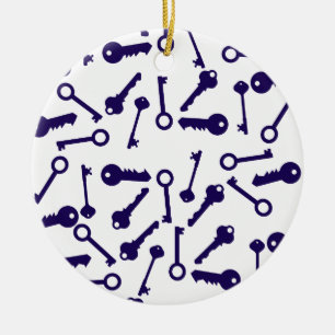 Ornamento De Cerâmica Produto de Padrão Azul Chave