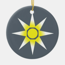 Ornamento De Cerâmica Produto Sol Magia Branco Amarelo