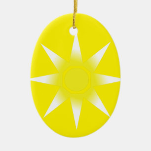Ornamento De Cerâmica Produto Sun magico branco amarelo