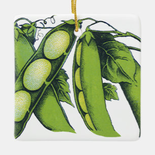 Ornamento De Cerâmica Produtos Hortícolas Vintage; Feijões-Lima, Comidas